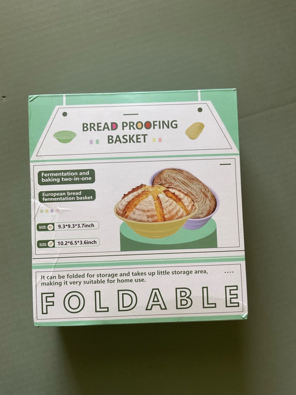 Foldable‎ Bread Proofing Baskets - Mint Green